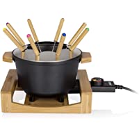 Princess 01.173025.01.001 Fondue Pure Black Con Carcasa De Bambú- Aluminio Fundido a presión- Negro